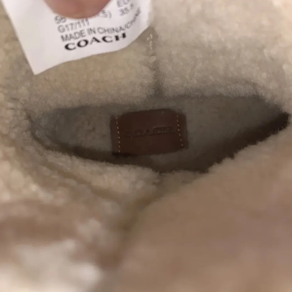 Coach Moccasin Fringe Natural Gold Leather Sheepskin Studded Moto Boots size 5 - Picture 9 of 13